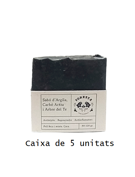 Caixa de sabons d'argila, carbó actiu i arbre de té (5 u.)